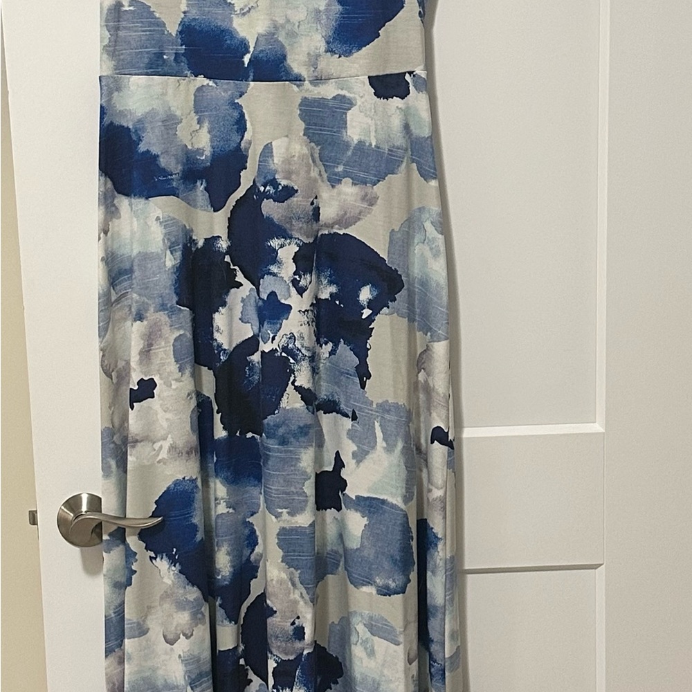 Elegant Blue and White Maxi Dress